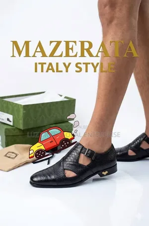 Mazerata Italy Style Men's Crocodile Sandal Shoes Black & Brown