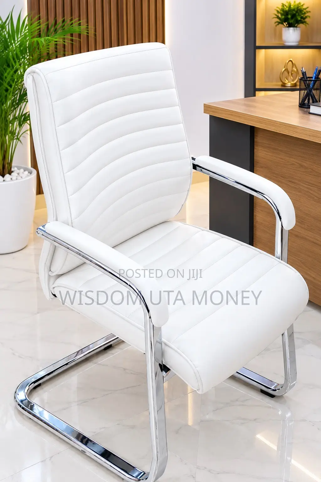Luxury Executive Visitor Chair With Chrome Cantilever Frame.
