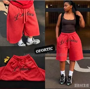 Unisex Loneliness Baggy Jorts Short - Red - Streetwear