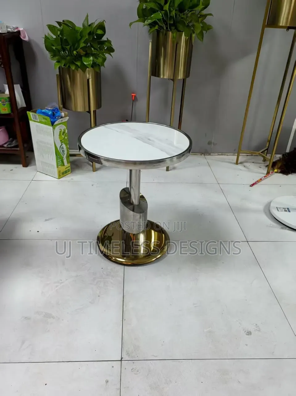 Marble Top Side Stool Table
