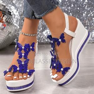 Women’s Blue Butterfly Low Heel Sandals