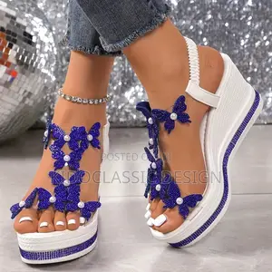Women’s Blue Butterfly Low Heel Sandals
