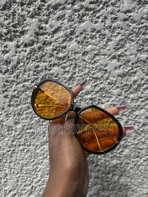 Retro Black Sunnies With Orange Lens
