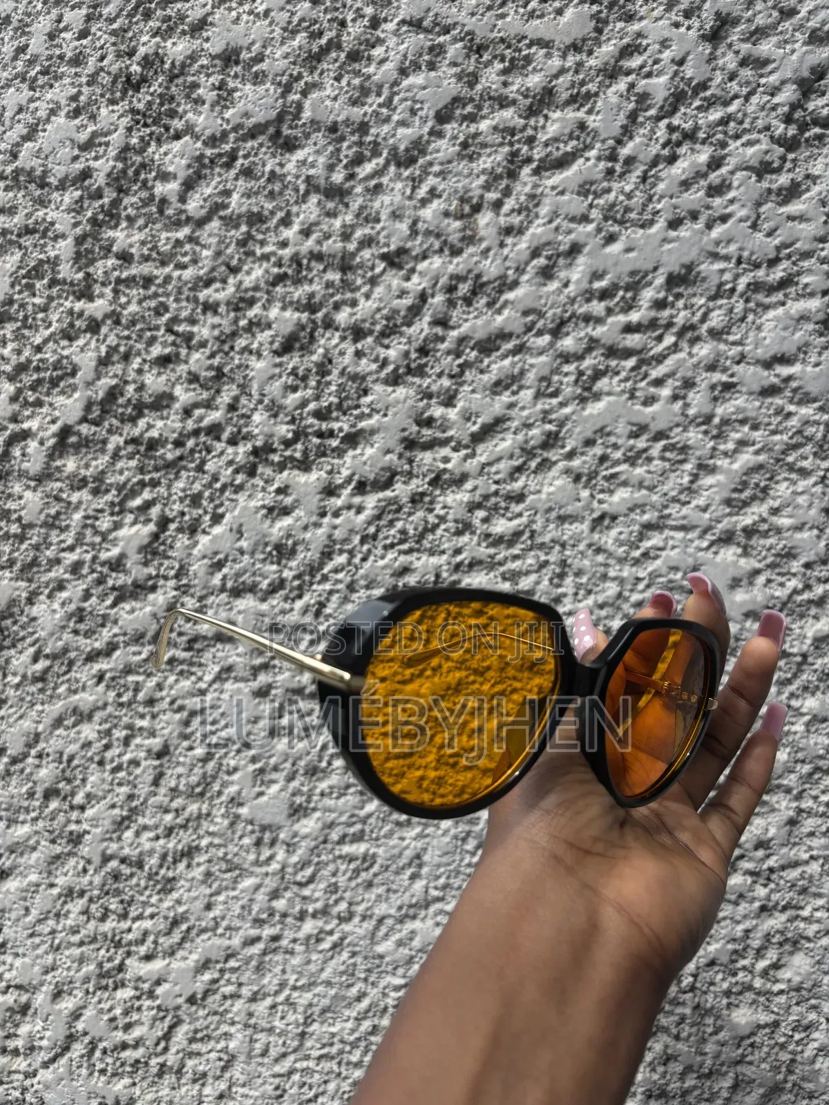 Retro Black Sunnies With Orange Lens