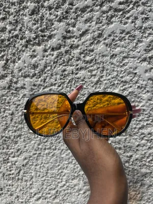 Retro Black Sunnies With Orange Lens