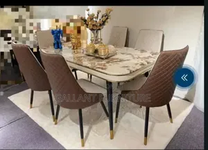 Quality Marble Top Dining Table With Six Chairs