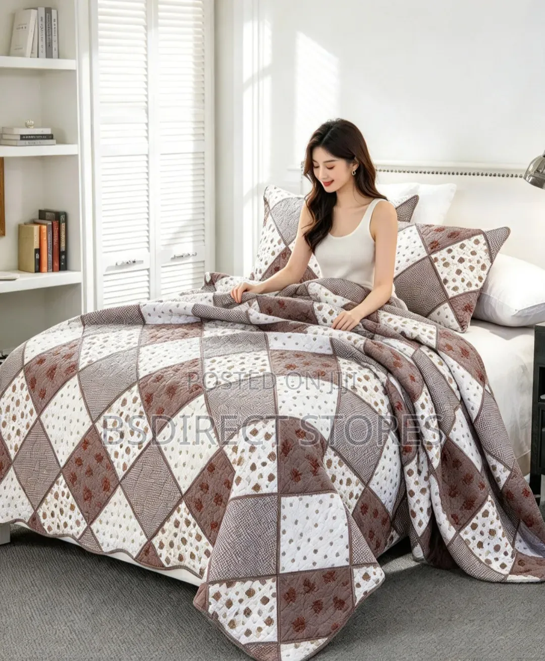 Cotellia Moonstar Brown Embroidery Bedspread Super King Size