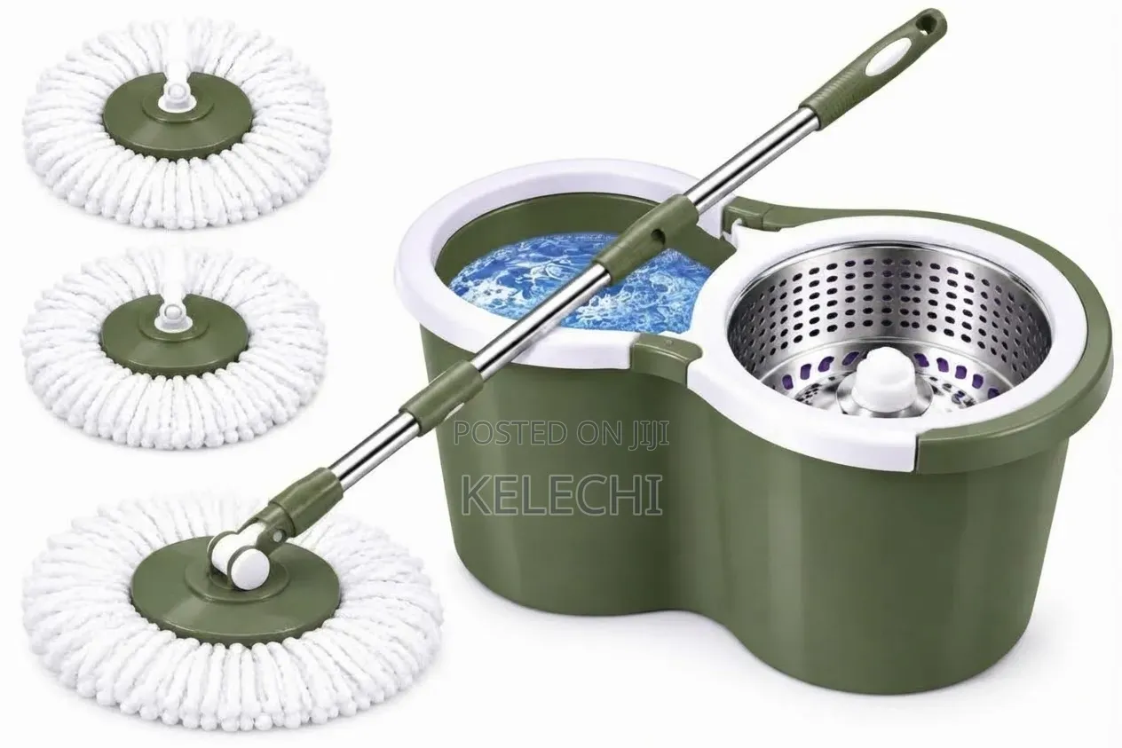 Spin Mop & Bucket Set – 2 Mop Heads | Easy Spin & Wring | Brand New