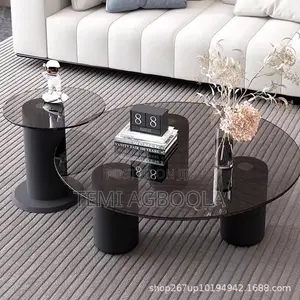 Pillar Glass Twin Table