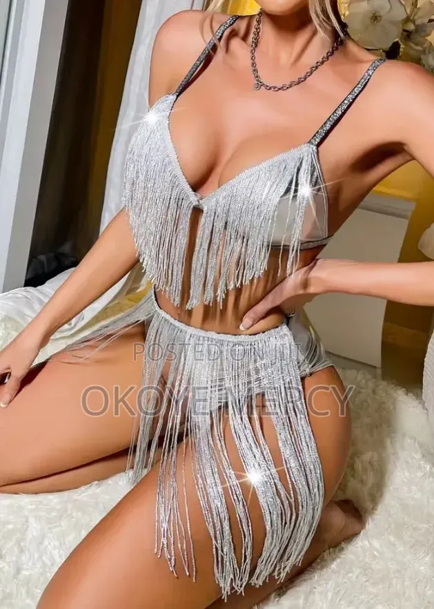 Fringed Silvery Lingerie Set