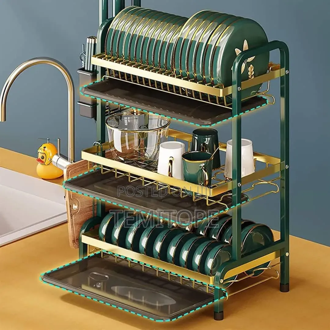 Green and Gold Dish Rack