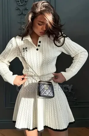 Contrast Twist Texture Fashionable High-End Two-Piece Set