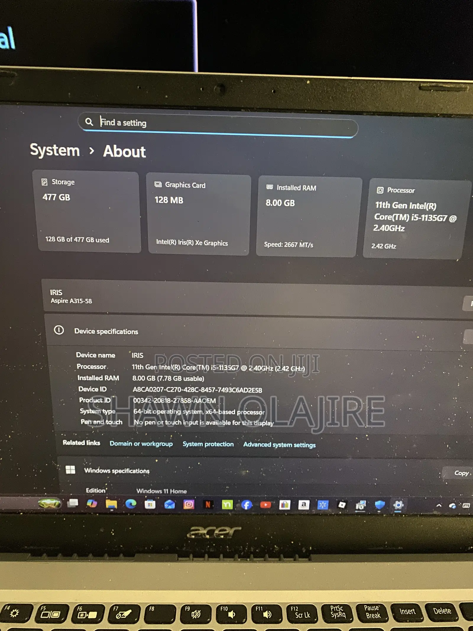 Laptop Acer Aspire 3 8GB Intel Core i5 SSD 512GB