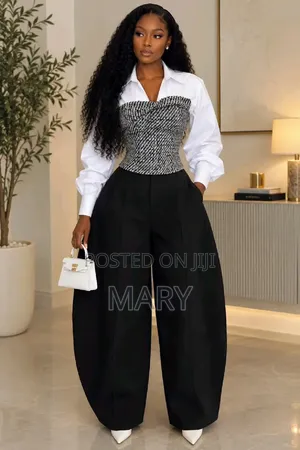 Black Classy Long Pant With White Long Sleeve Shirt
