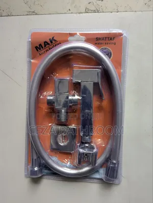 Brass Shattaf Set With a Wood-Grain Finish Handle, Flexible Hose,