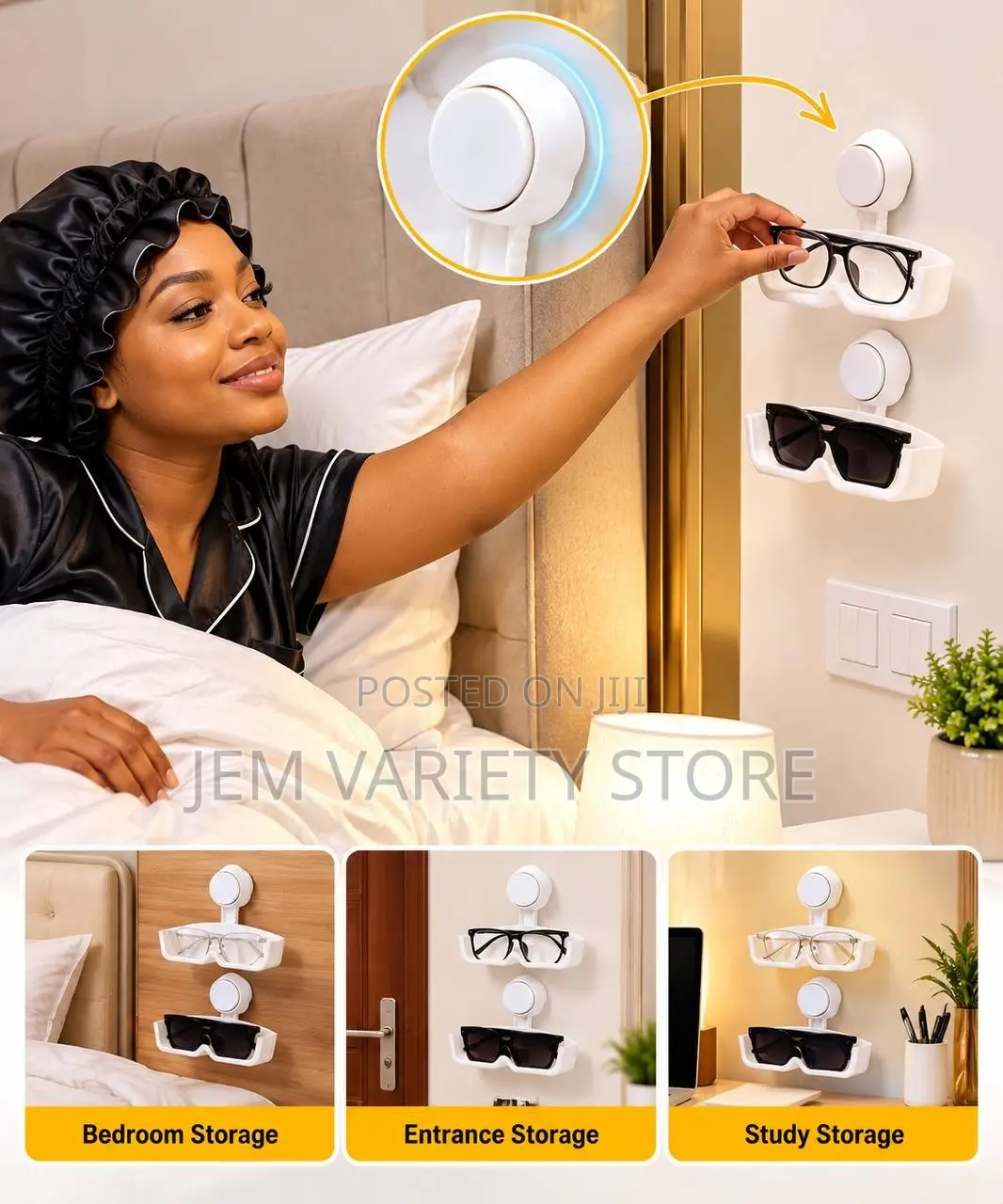 1pc Suction Cup Glasses Storage Rack