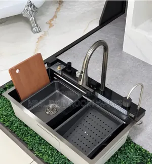 Modern Watefall Kitchen Sink With Digital Mixer Features