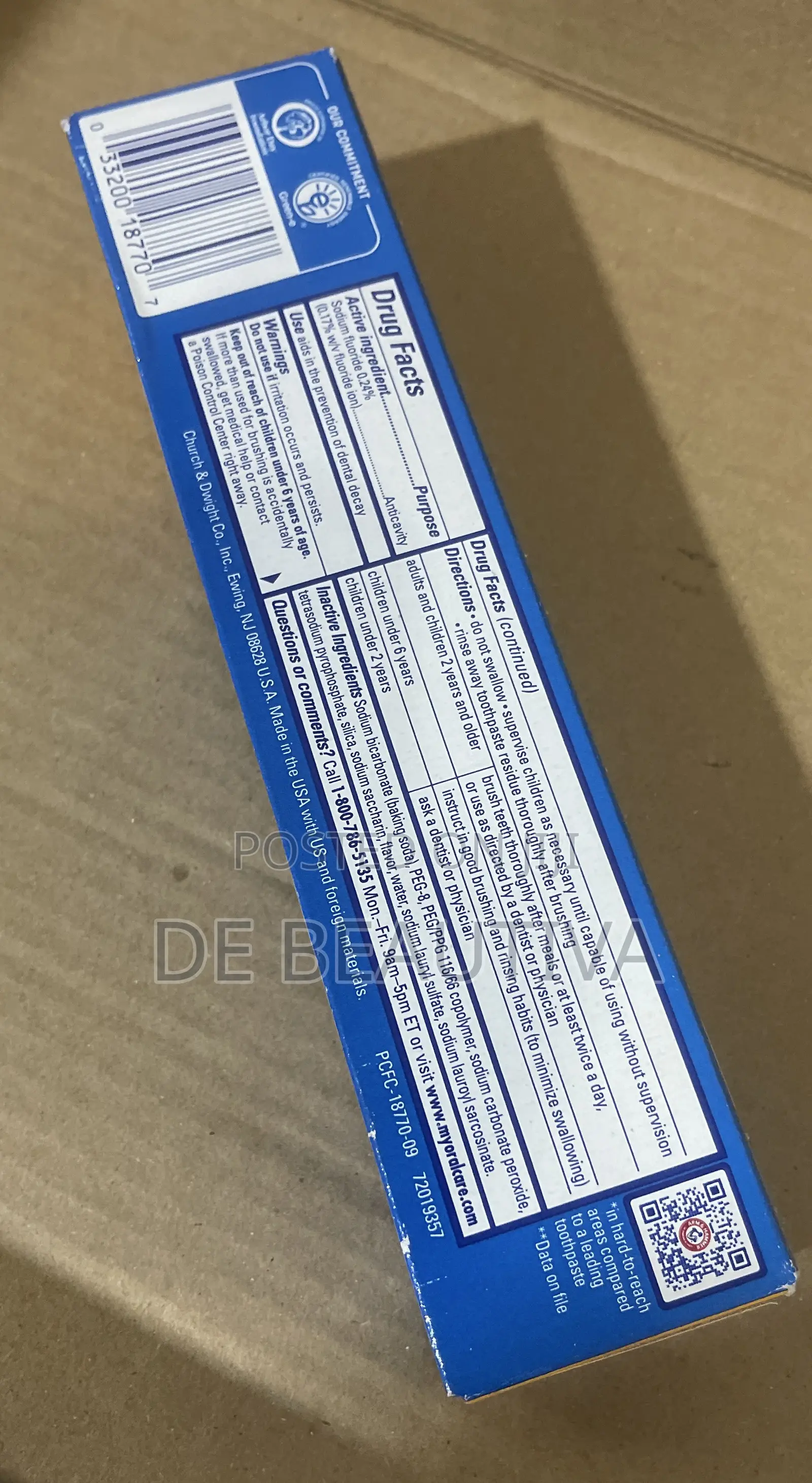 Arm & Hammer PeroxiCare Anticavity Fluoride Toothpaste.