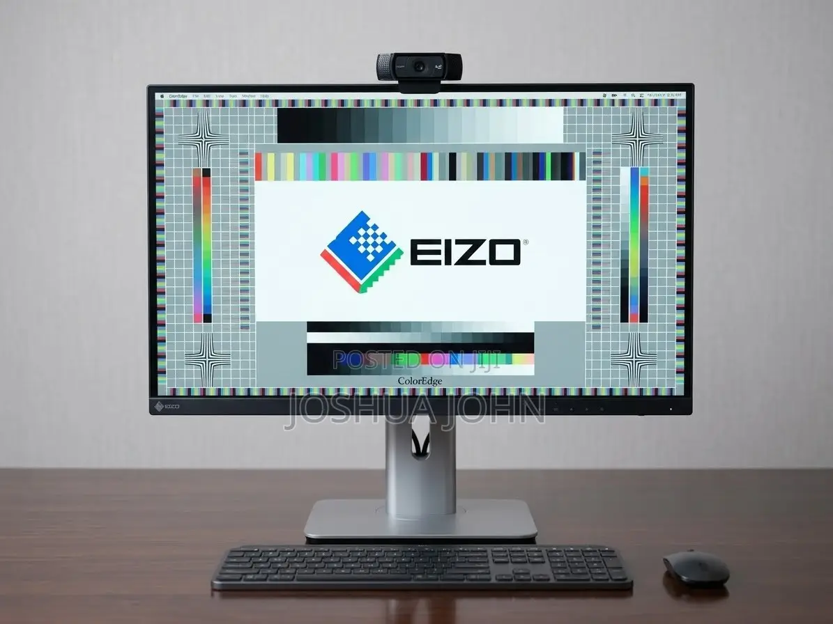 Clean EIZO ColorEdge Monitor With External Webcam & Stand