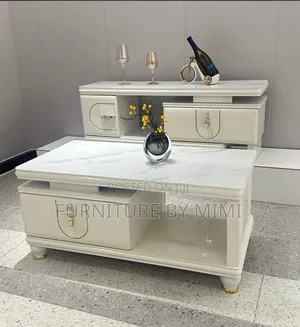 Luxury Imported Marble-Top TV Stand and Center Table Set