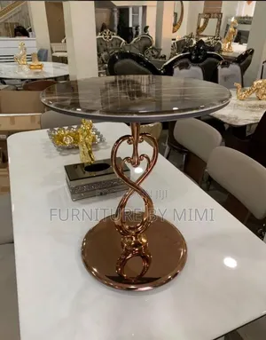 Luxury Round Marble Side Table - Rose Gold Infinity Base (Brand New)