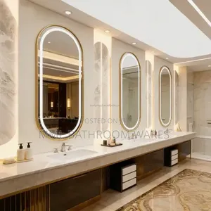 Wall Mounted Bathroom LED Mirrors With Gold Frame