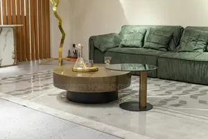 Aurelius Modern Brushed Brass & Smoked Glass Nesting Coffee Table Set
