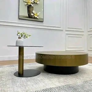 Aurelius Modern Brushed Brass & Smoked Glass Nesting Coffee Table Set