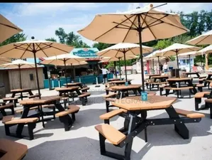 Outdoor Picnic Table With Attached Benches