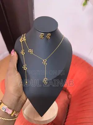 Stainless Steel Gold Heart Necklace & Earrings Set
