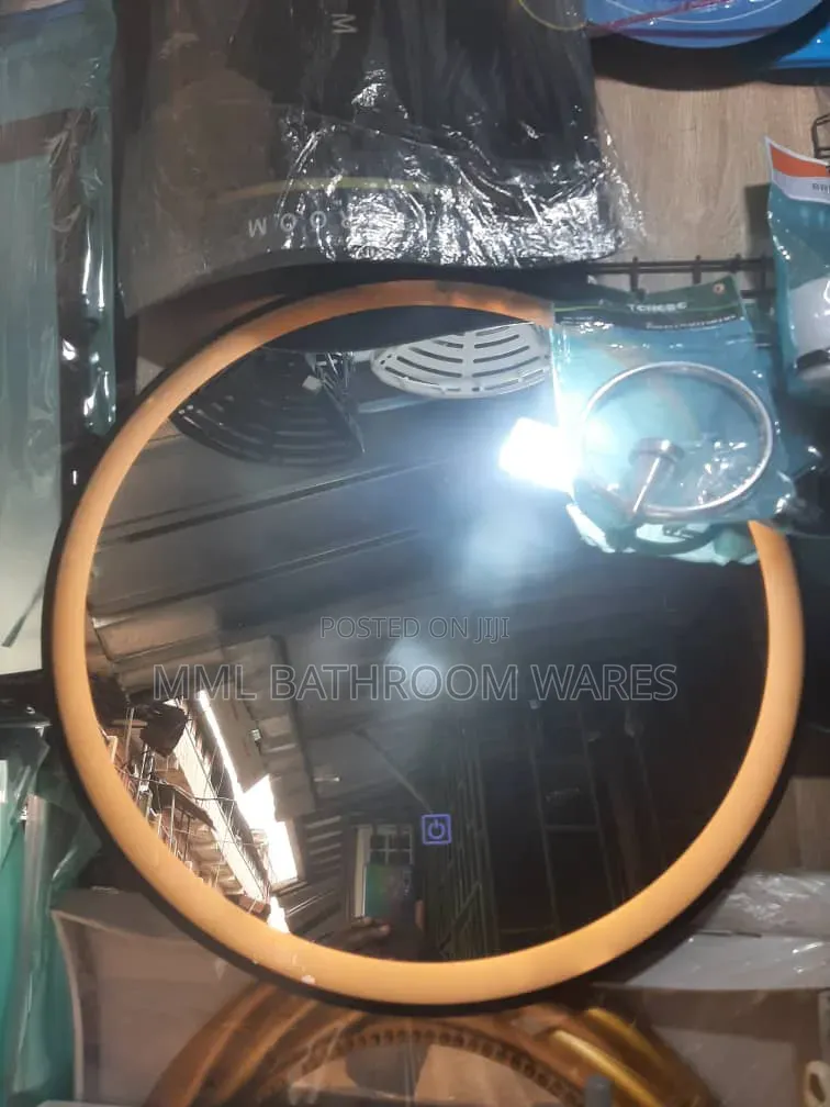 Round Black Frame Wall Mount Bathroom Mirror With LED Light