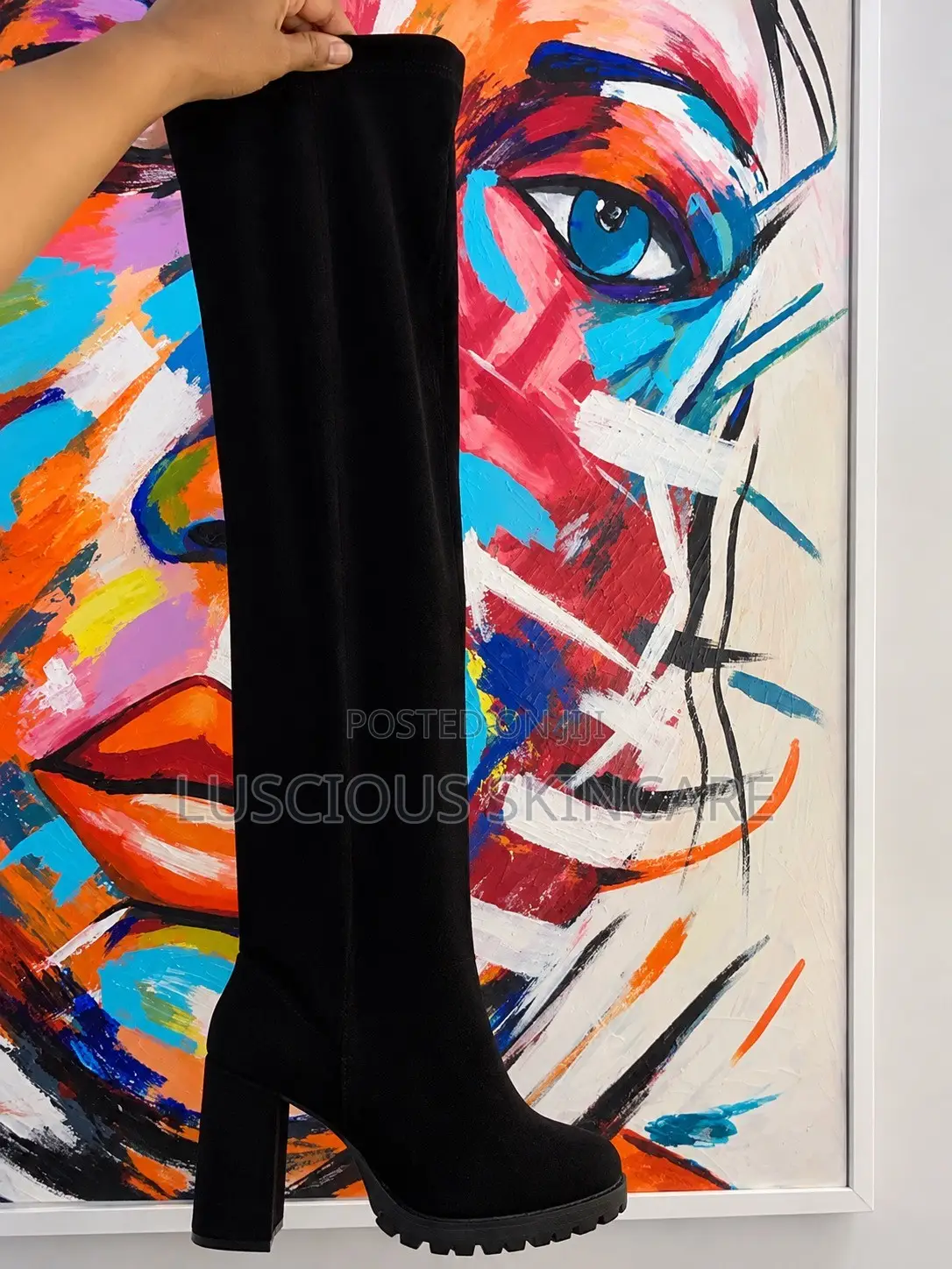 Women’s Black Thigh-High Block Heel Boots