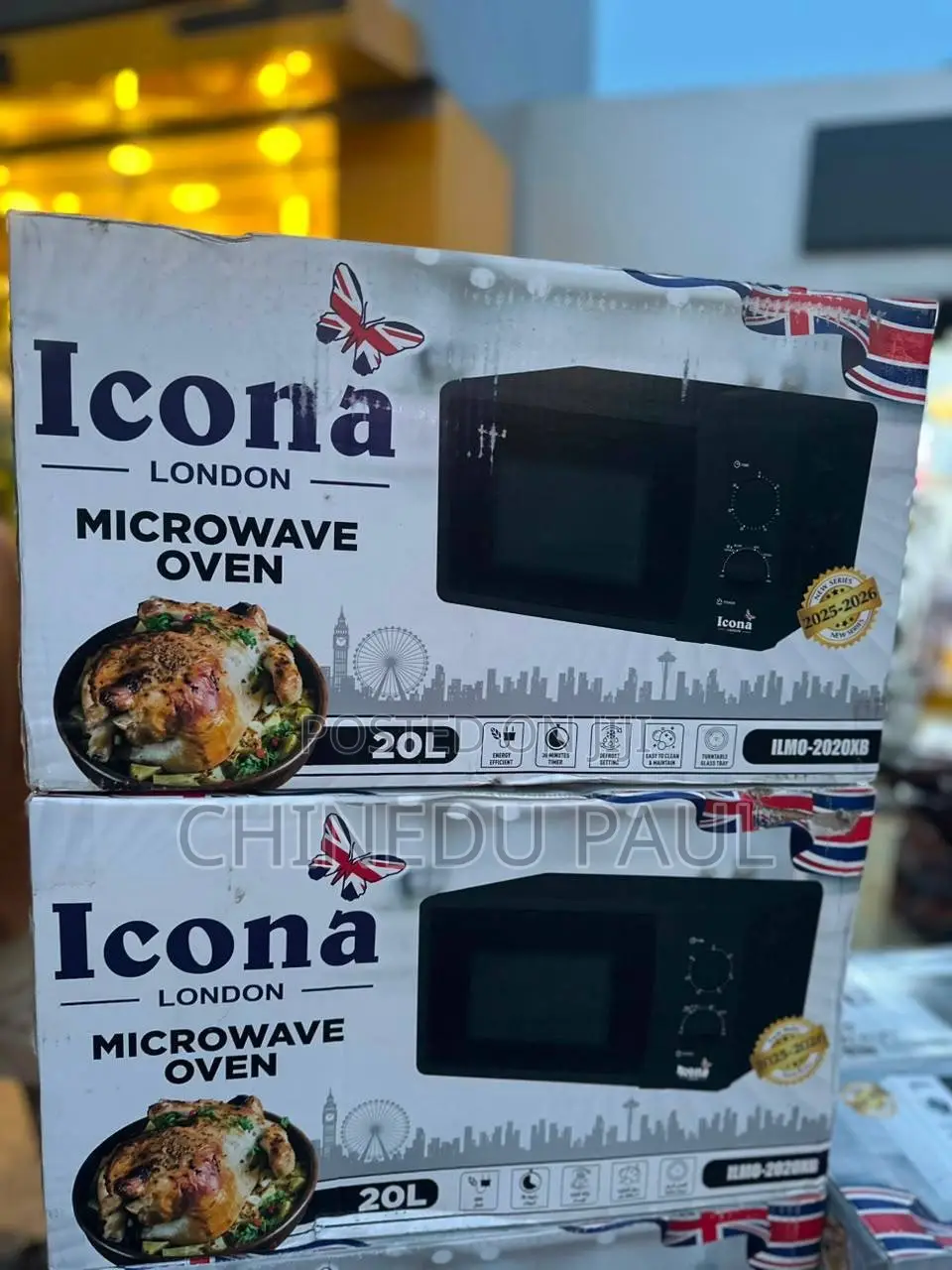 20l Black Icona London Manual Microwave
