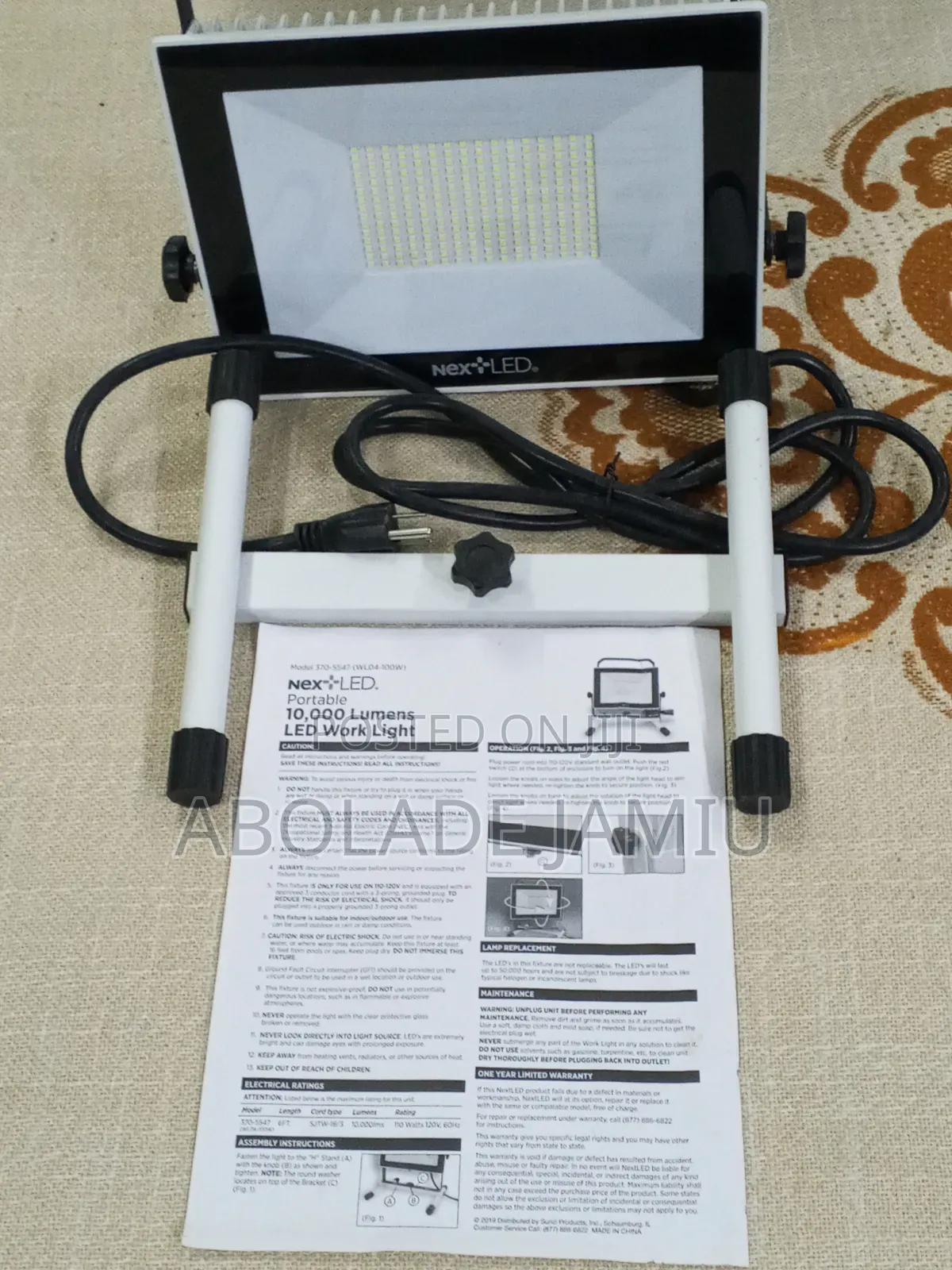 Next LED 10000 Lumens Portable Work Light Model 370-5547 (WL04-100W)