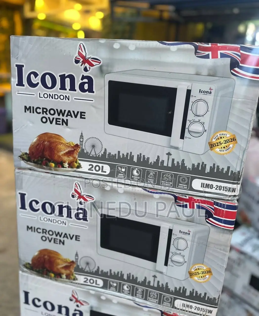 20l Black Icona London Manual Microwave