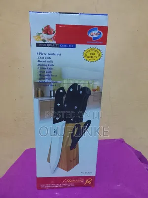 SMP 8pieces Kitchen Knife Set With Wooden Block and Scissors.