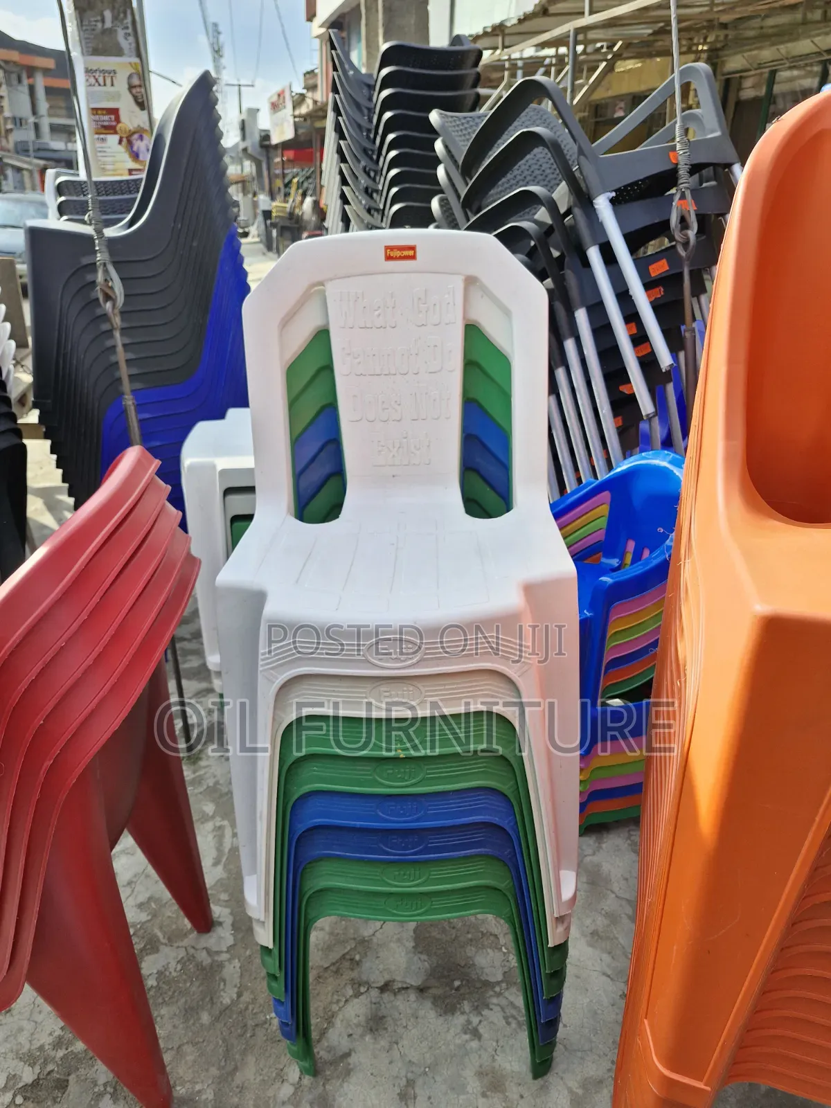 ​Durable Fujipower Stackable Plastic Sitting Chairs (Multiple Colors)