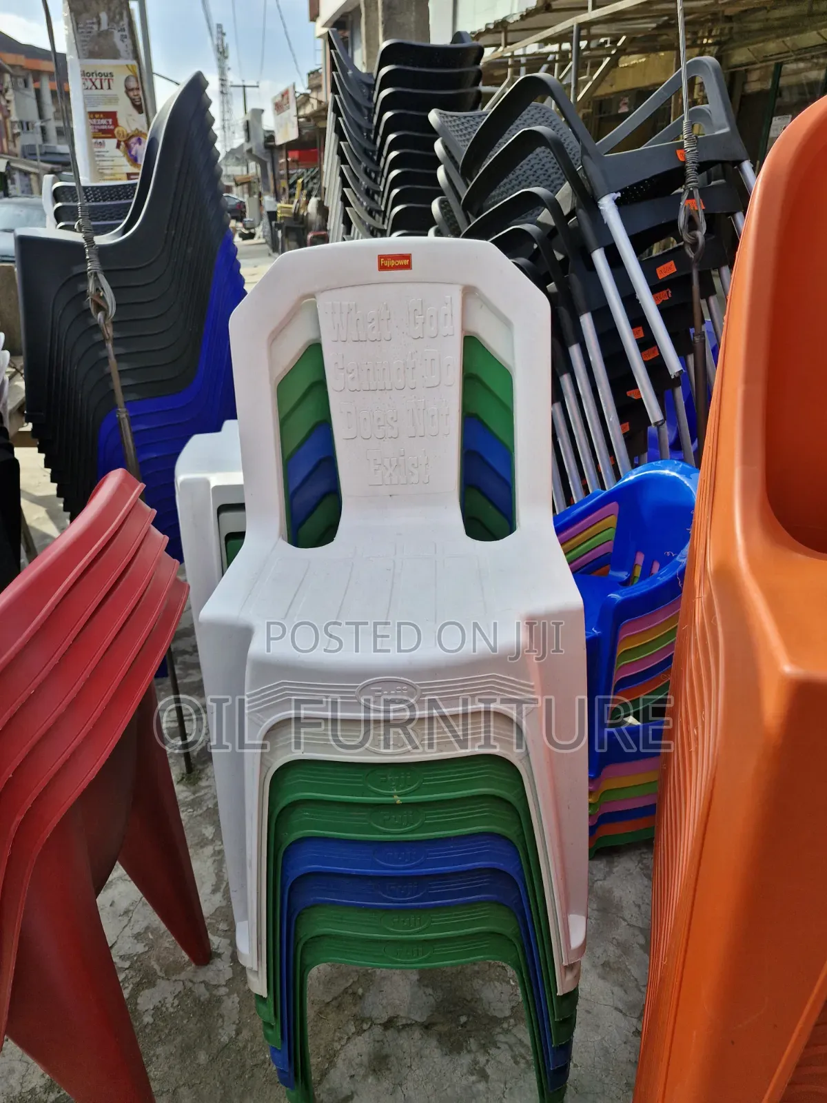 ​Durable Fujipower Stackable Plastic Sitting Chairs (Multiple Colors)