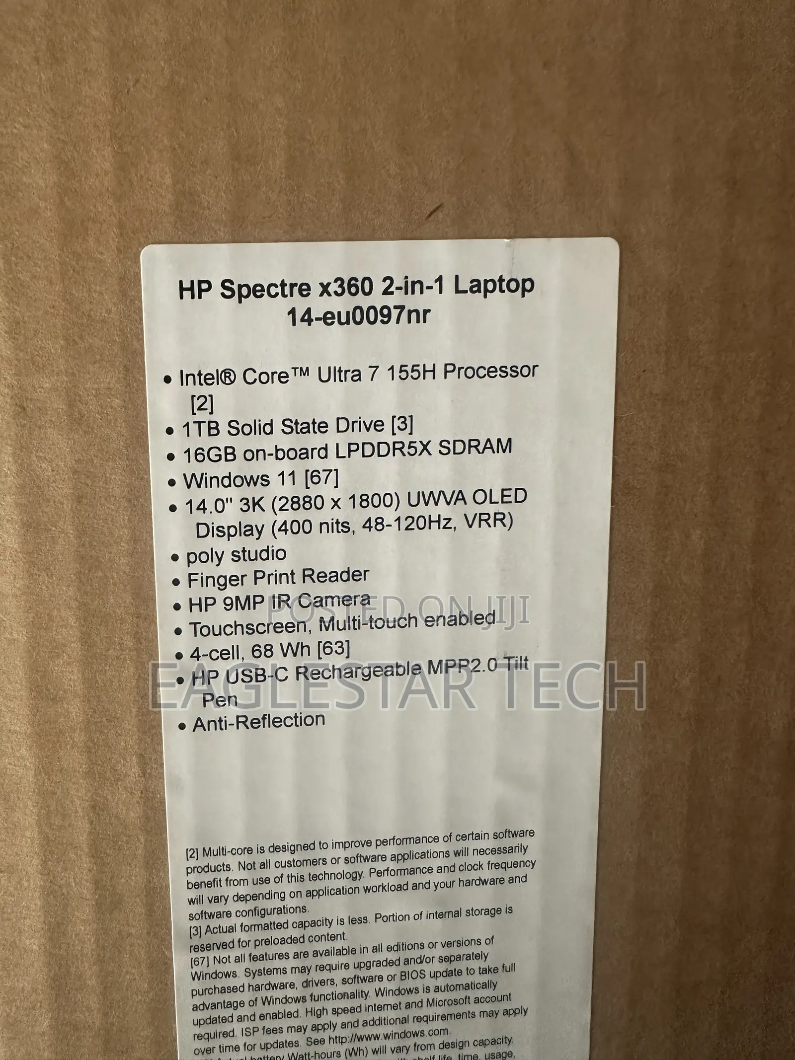 New Laptop HP Spectre 14 16GB Intel Core Ultra 7 SSD 1T