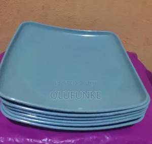 6 Pieces Square Flat Plates , Unbreakable .