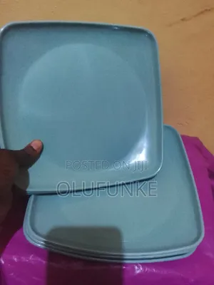 6 Pieces Square Flat Plates , Unbreakable .