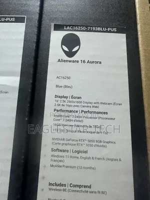 New Laptop Dell Alienware Aurora 16 16GB Intel Core 7 SSD 1T