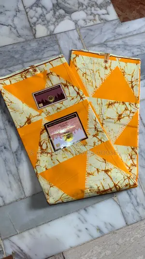 Fabulous Dynasty Wax Ankara, 6 Yards (Orange & Cream Print)