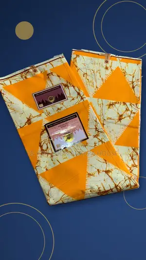 Fabulous Dynasty Wax Ankara, 6 Yards (Orange & Cream Print)