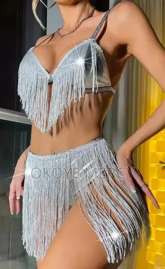 Fringed Silvery Lingerie Set