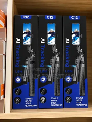 C12 AI Tracking Selfie Stick Tripod With a 1.8-Meter Extension Length.