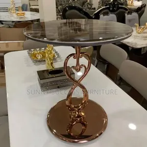 Rose Gold Marble Top Side Table