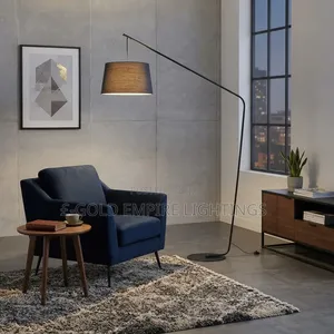 Luxury Arc FloorLamp – Stylish LongArm Standing Lamp With Fabric Shade