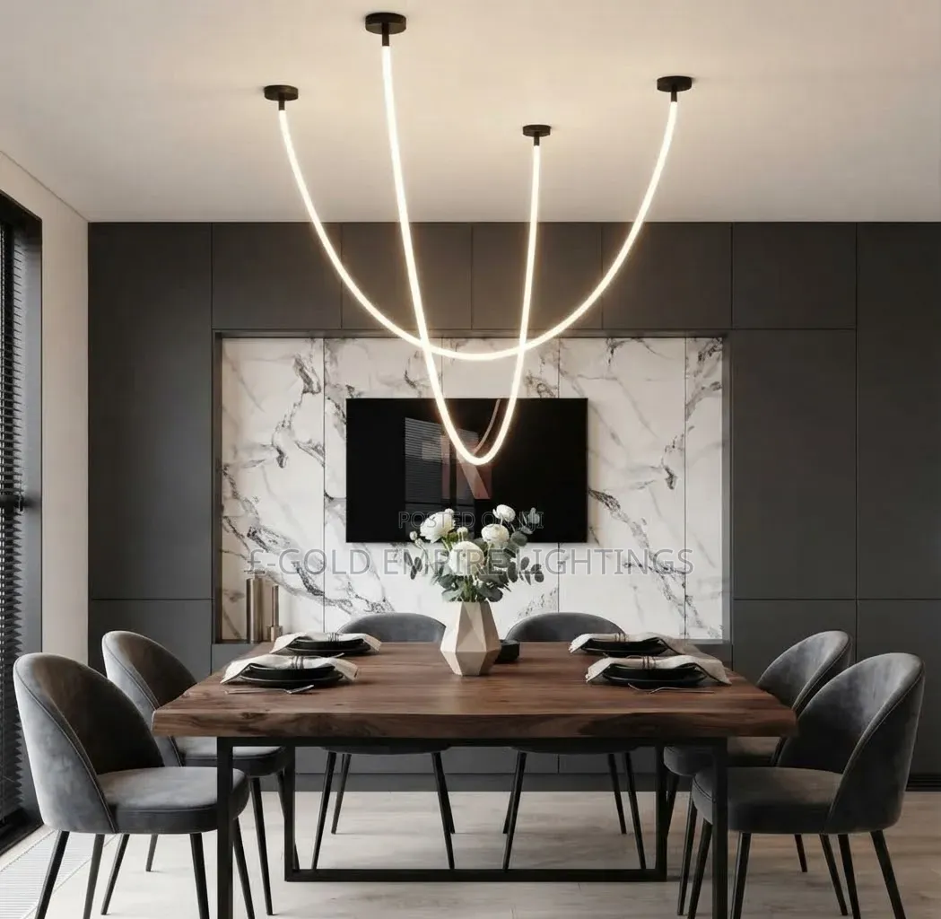 Modern LED Wave Pendant Light – Luxury Curved Hanging Ceiling Light