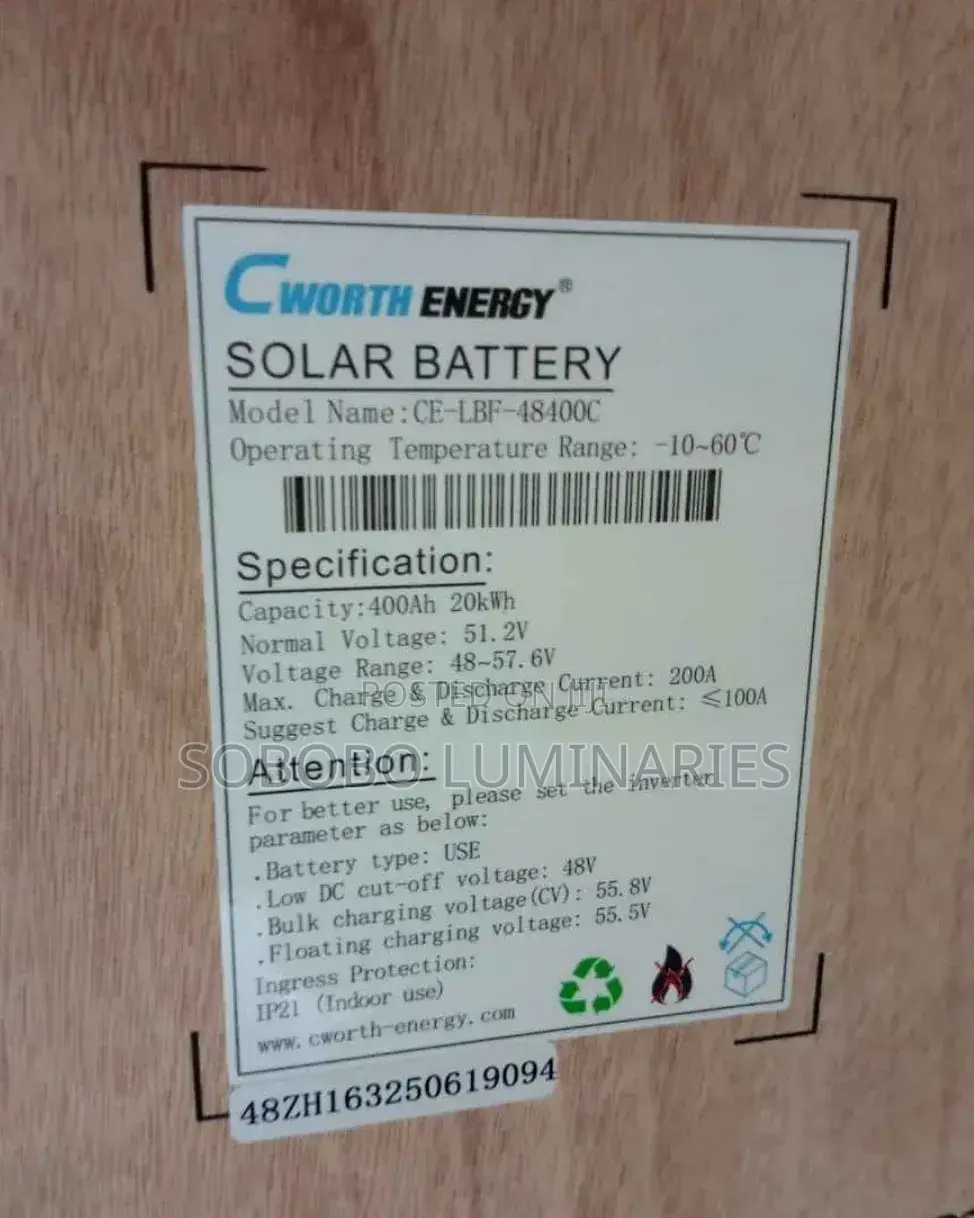20kwh 48volts Cworth Lithium Battery